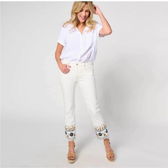 Driftwood‎ Colette Embroidered Crop Jeans Golden Gate - Picture 1 of 8